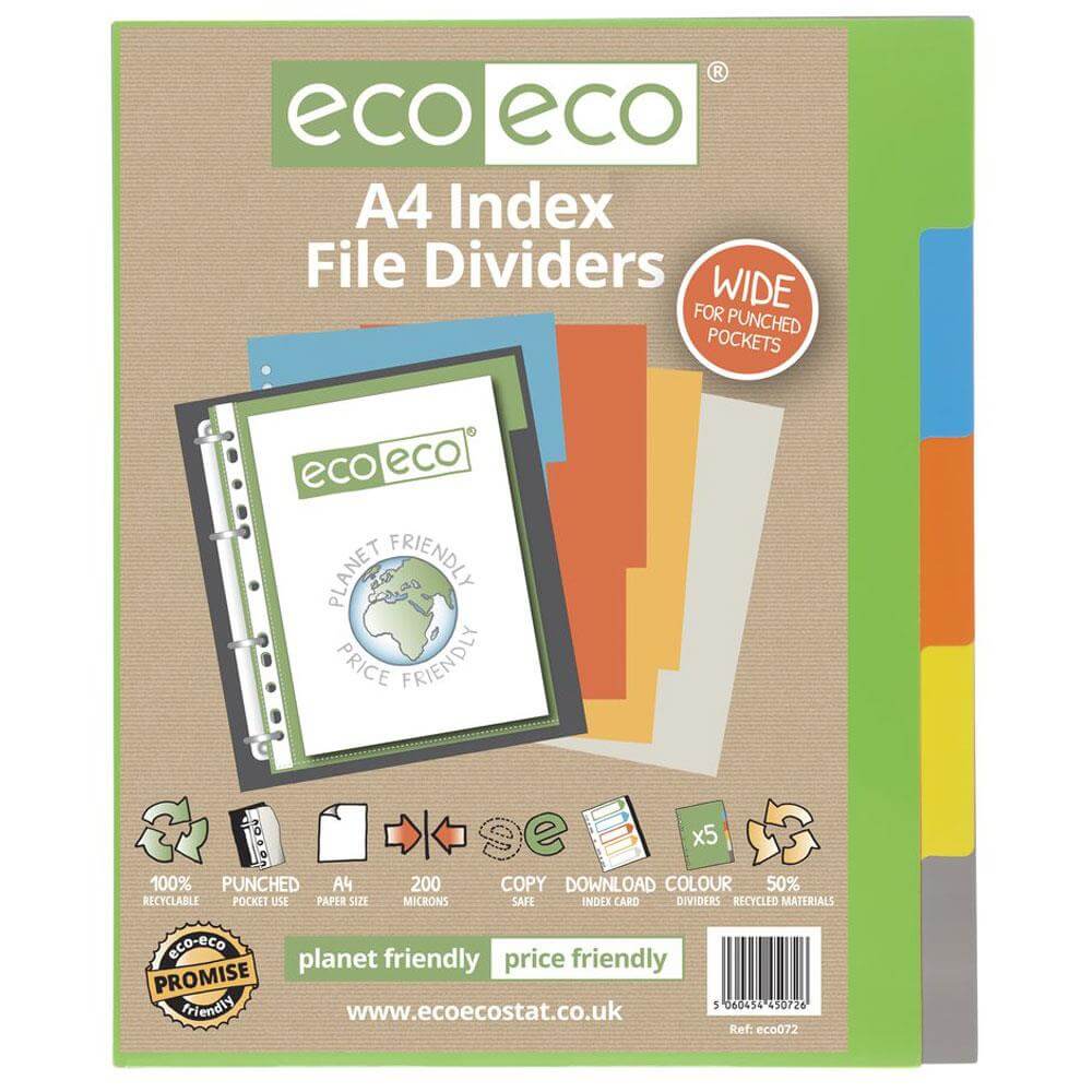Eco Eco A4 Set 5 Wide Index File Dividers